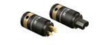 Undentia AB VIABLUE X-25 silver power cable connectors with gold-plated pins and black housing for audio systems